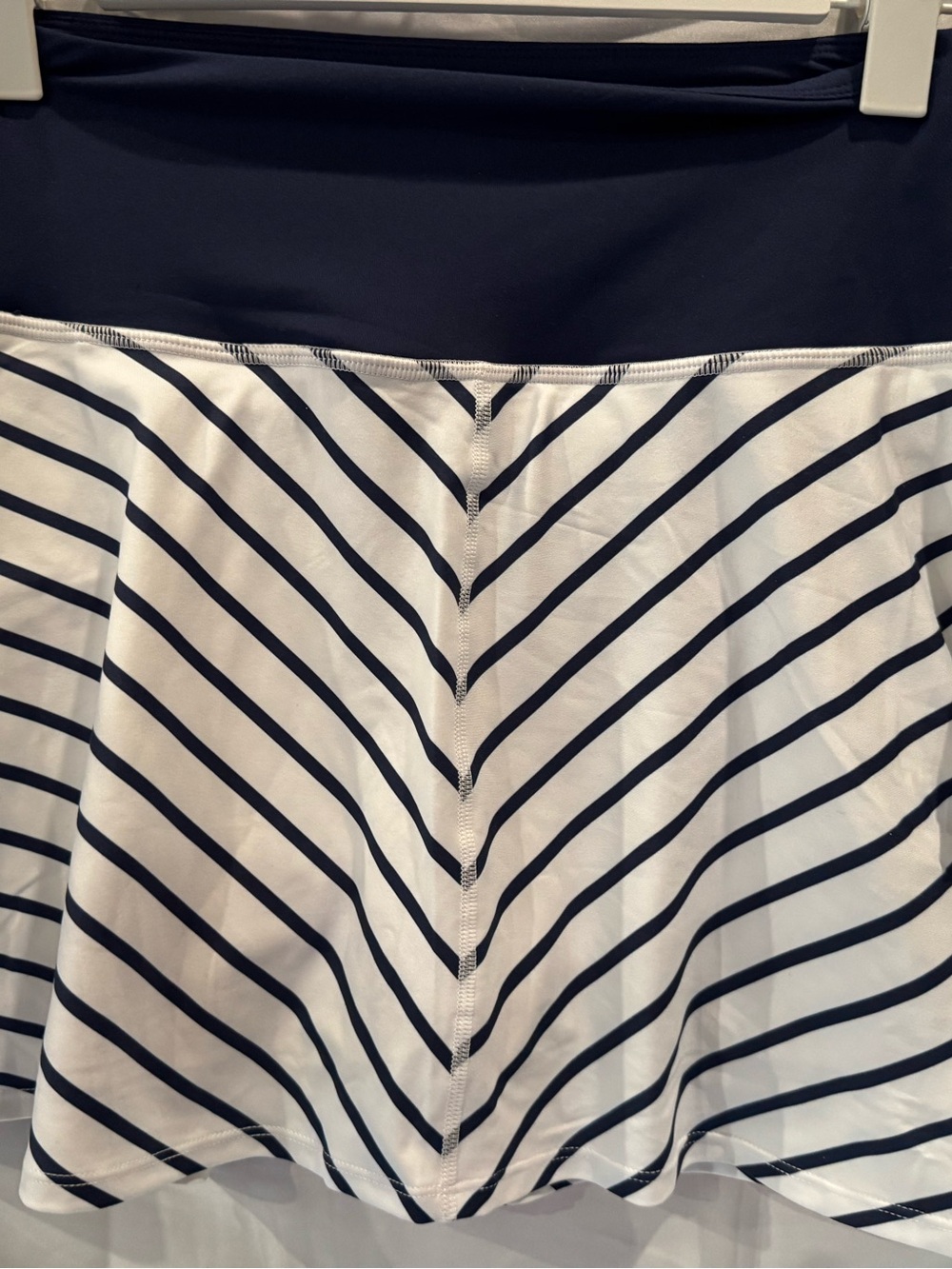 Striped A-Line Skort in Navy and White